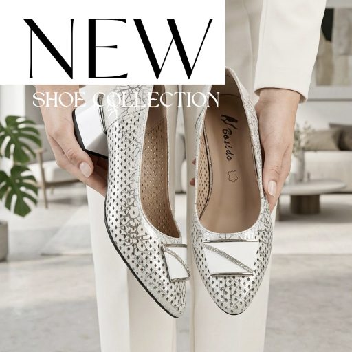 Bos extra kis sarkas elegáns ezüst-fehér pumps 