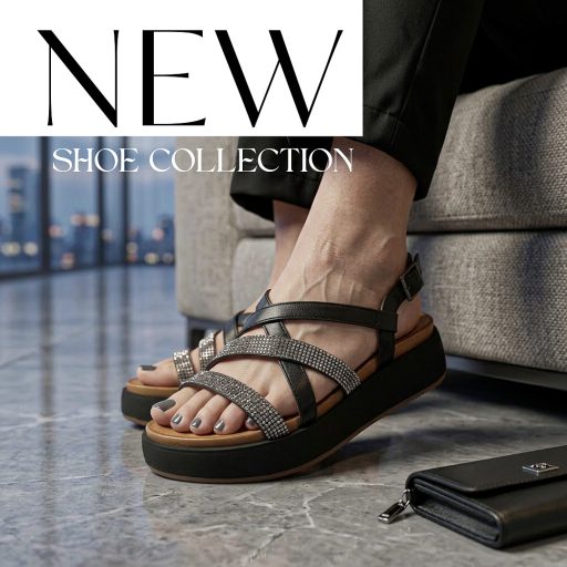 INUOVO platform talpas strasszköves pántos fekete szandál