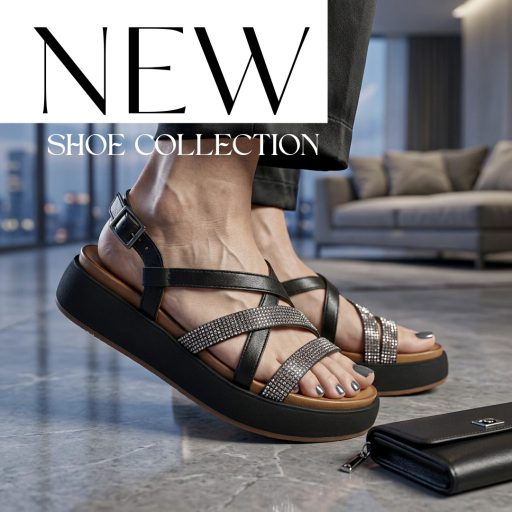 INUOVO platform talpas strasszköves pántos fekete szandál