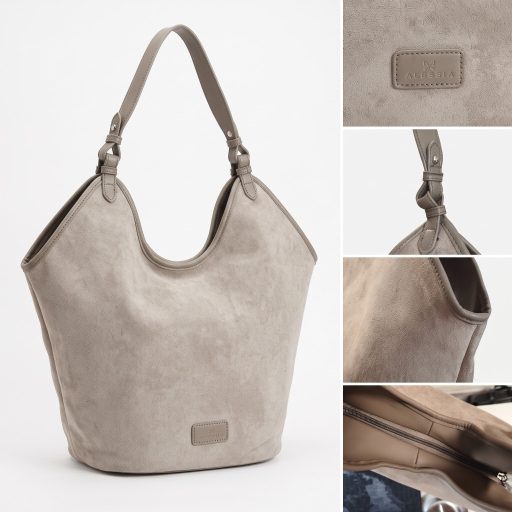 ALEX&MIA válltáska velúr hatású nagyméretű grey