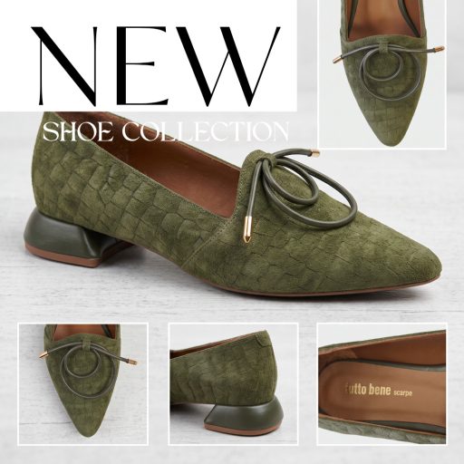 TUTTO BENE SCARPE extravagáns croco mintás olive félcipő 
