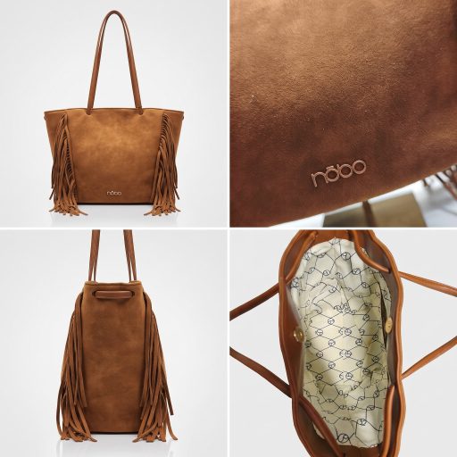 NOBO válltáska rojtos light brown 