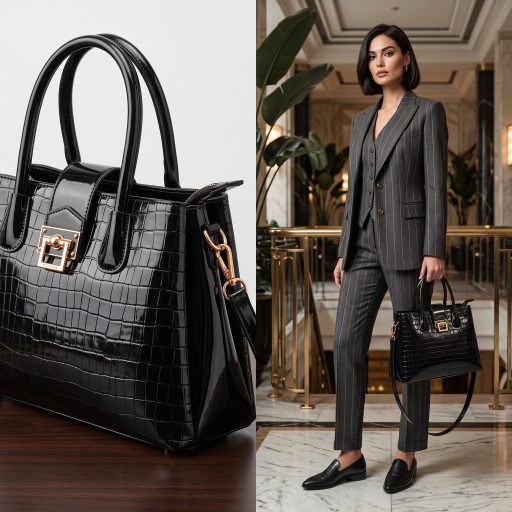 MONNARI kézi,- váll,- és oldaltáska croco mintás magasfényű elegáns fekete 