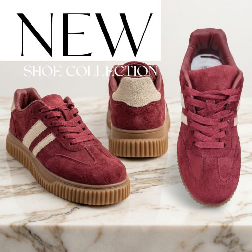 Sea vastag platform talpas trendi burgundi sneaker 