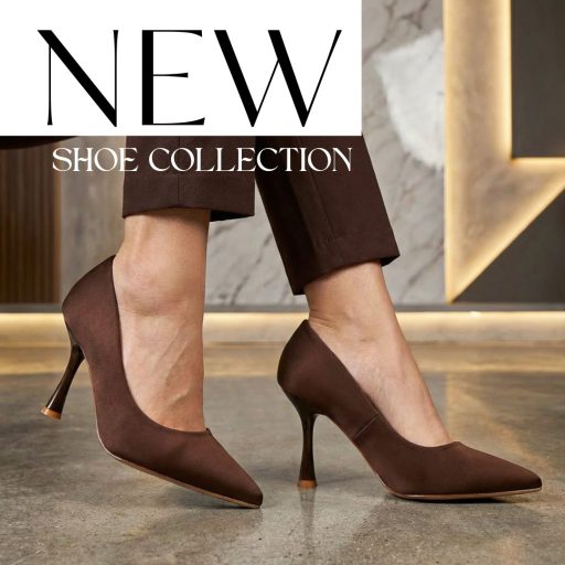 YOL különleges sarkas elegáns csokibarna szatén pumps 