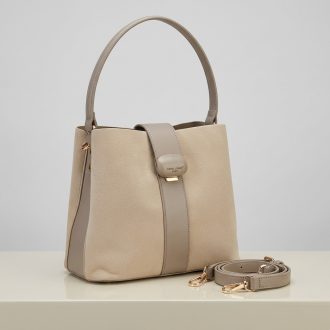   DAVID JONES kézi,- váll,- és oldaltáska csatos elejű taupe 