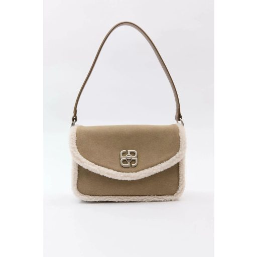 DAVID JONES váll,- és oldaltáska szőrmés szélű taupe