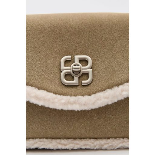 DAVID JONES váll,- és oldaltáska szőrmés szélű taupe