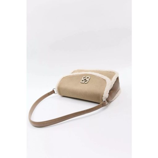 DAVID JONES váll,- és oldaltáska szőrmés szélű taupe