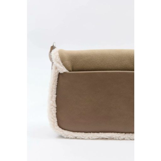 DAVID JONES váll,- és oldaltáska szőrmés szélű taupe