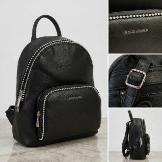 DAVID JONES hátitáska szegecses fekete 