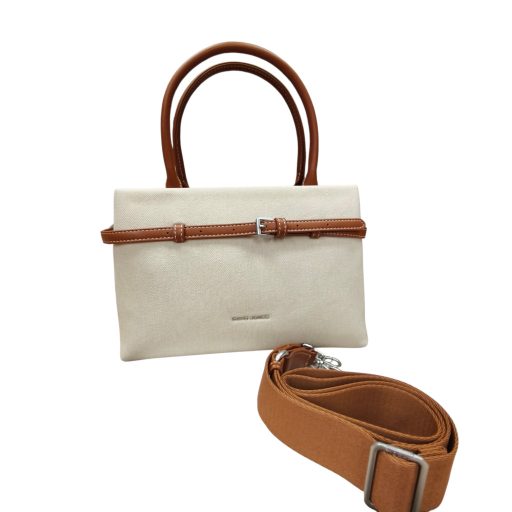 DAVID JONES kézi,- váll,- és oldaltáska barna öves bézs 