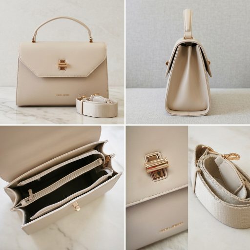 DAVID JONES kézi,- váll,- és oldaltáska elegáns bézs 