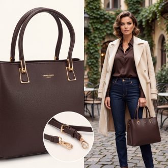   DAVID JONES kézi,- váll,- és oldaltáska elegáns hot chocolate 