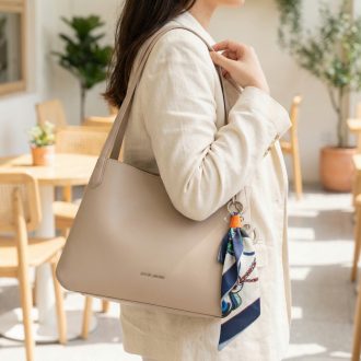 DAVID JONES válltáska elején lógó kendős taupe 