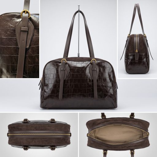 DAVID JONES bowling bag croco mintás puha wenge wood 