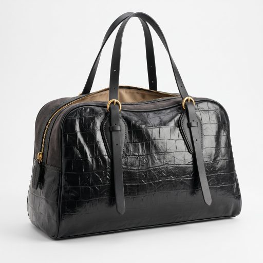 DAVID JONES bowling bag croco mintás puha fekete 