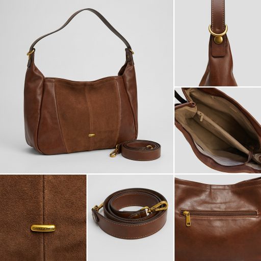 DAVID JONES váll,- és oldaltáska bőr red mud 
