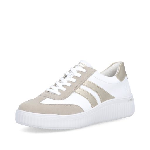 REMONTE emelt talpú fehér-metál-bézs sneaker 