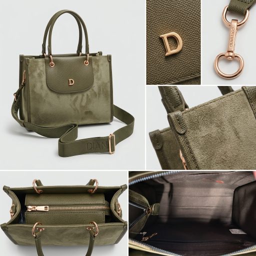 DIANA&CO kézi,- váll,- és oldaltáska elegáns olive green 