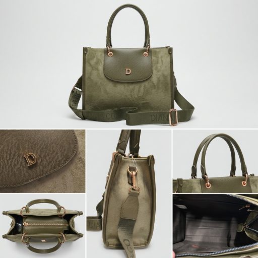 DIANA&CO kézi,- váll,- és oldaltáska elegáns olive green 