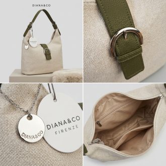 DIANA&CO válltáska oliva- bézs 