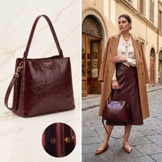 DIANA&CO váll,- és oldaltáska magasfényű bordeaux 