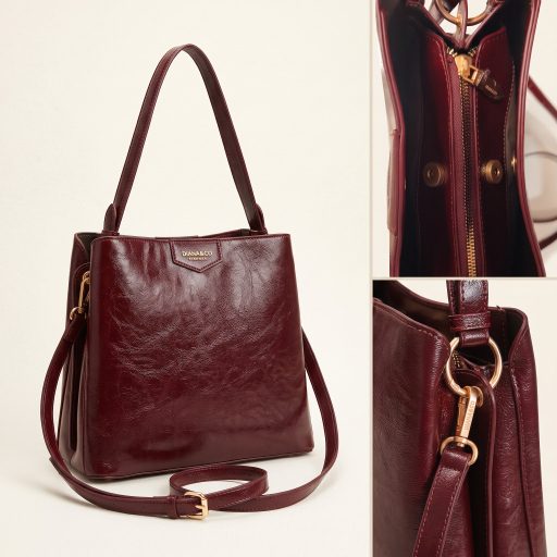 DIANA&CO váll,- és oldaltáska magasfényű bordeaux 