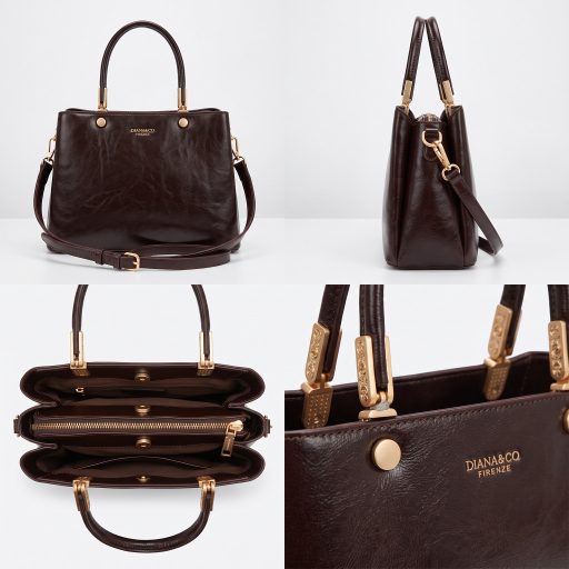 DIANA&CO kézi,- váll,- és oldaltáska elegáns chocolate 