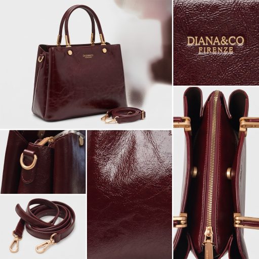 DIANA&CO kézi,- váll,- és oldaltáska elegáns bordeaux 
