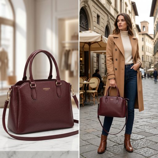 DIANA&CO kézi,- váll,- és oldaltáska elegáns bordeaux 