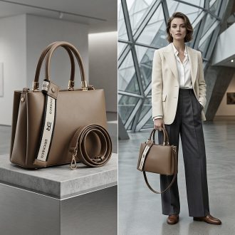 ERICK&CO kézi,- váll,- és oldaltáska elegáns mogyoró