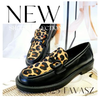   FRANCESCO MILANO PREMIUM extravagáns leopárd mintás fekete loafer