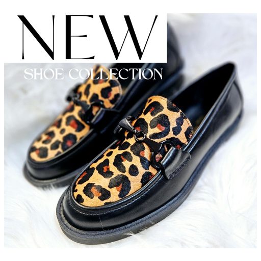 FRANCESCO MILANO PREMIUM extravagáns leopárd mintás fekete loafer