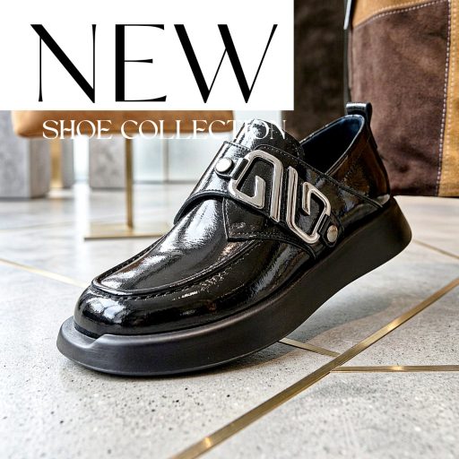 TUTTO BENE SCARPE fekete lakkbőr félcipő 