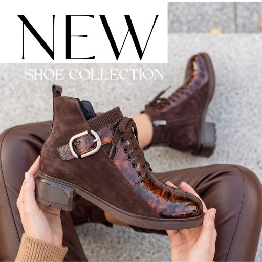 TUTTO BENE SCARPE lakk betétes velúrbőr fűzős bokacsizma 
