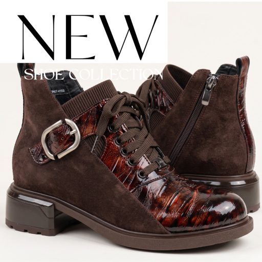 TUTTO BENE SCARPE lakk betétes velúrbőr fűzős bokacsizma 