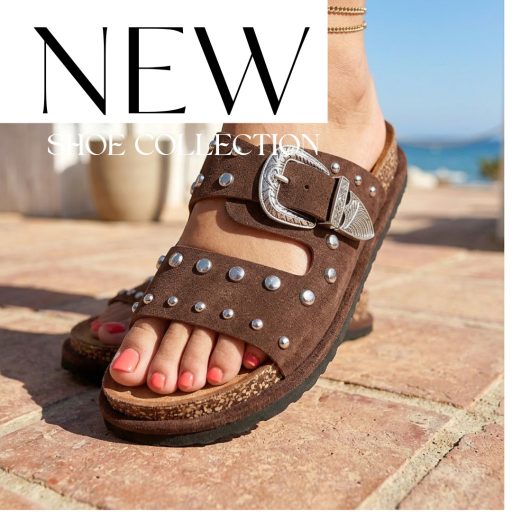 Bos szegecses trendi csokibarna papucs 