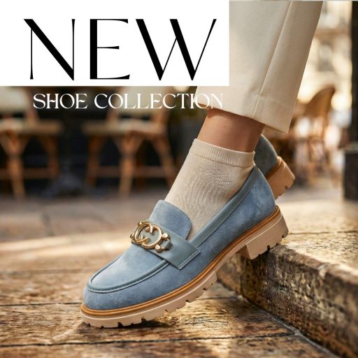 Sea vastag talpú arany díszes világoskék loafer 