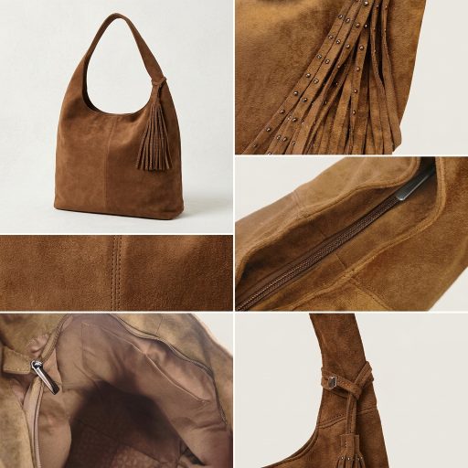 Válltáska camel velúr 