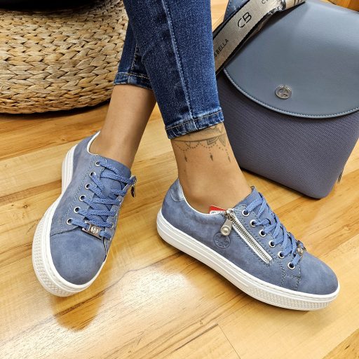 RIEKER platform talpas farmerkék sneaker 