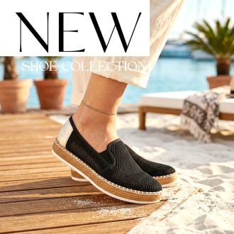   RIEKER enyhén vastag talpú hálós fekete kényelmi slip-on 