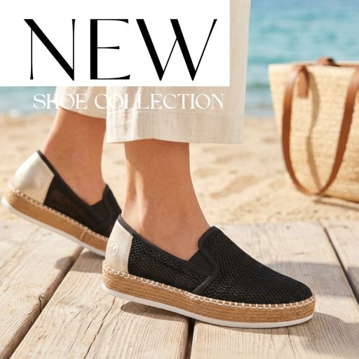 RIEKER enyhén vastag talpú hálós fekete kényelmi slip-on 