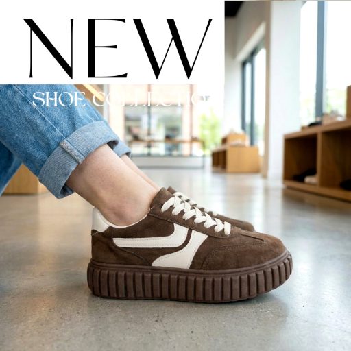 Sea vastag talpú trendi bézs csíkos csokibarna sneaker 