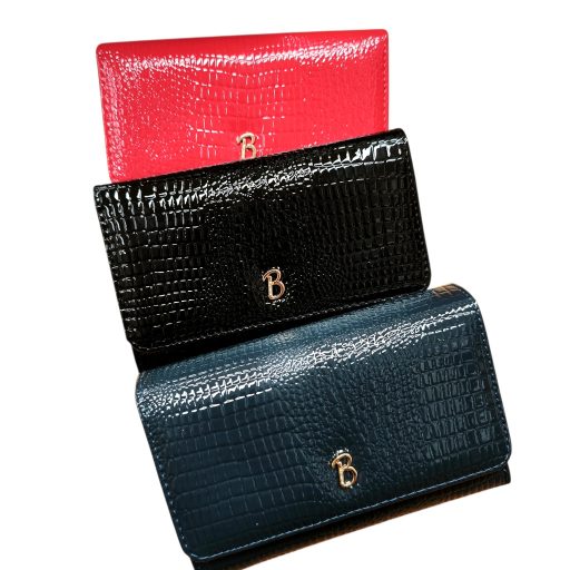 Pénztárca hajtókás elejű lakk croco 