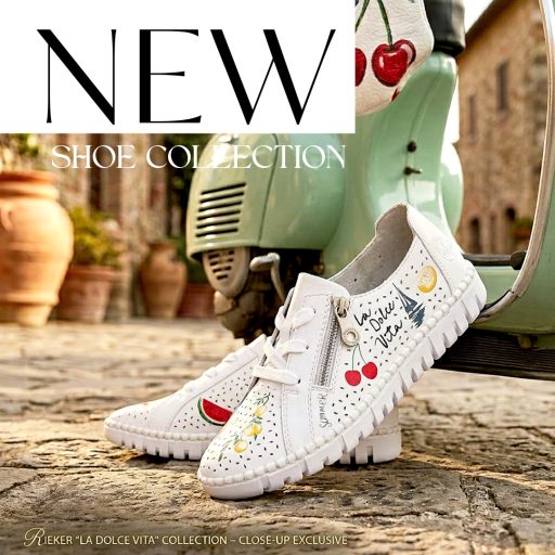 RIEKER lyukacsos színes mintás kényelmi fehér sneaker 