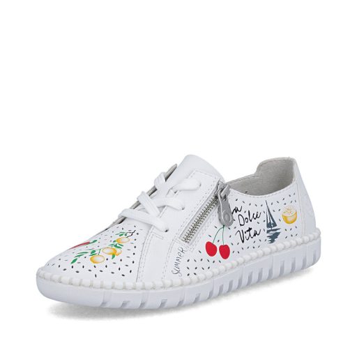 RIEKER lyukacsos színes mintás kényelmi fehér sneaker 