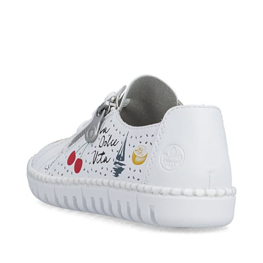 RIEKER lyukacsos színes mintás kényelmi fehér sneaker 