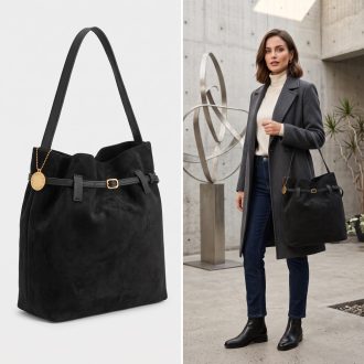 MARINA GALANTI válltáska velúr hatású öves fekete 