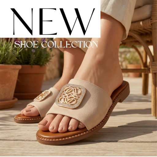 Bos lapos talpú strasszköves kockadíszes bézs papucs 